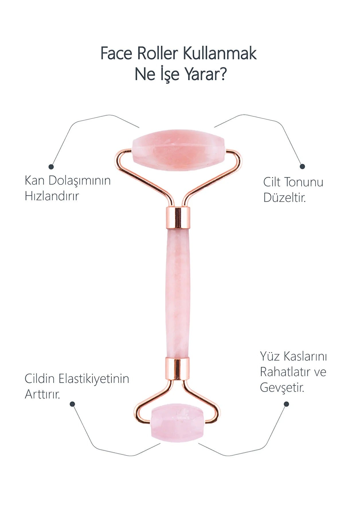 Pembe Kuvars Face Roller Yüz Masaj Taşı