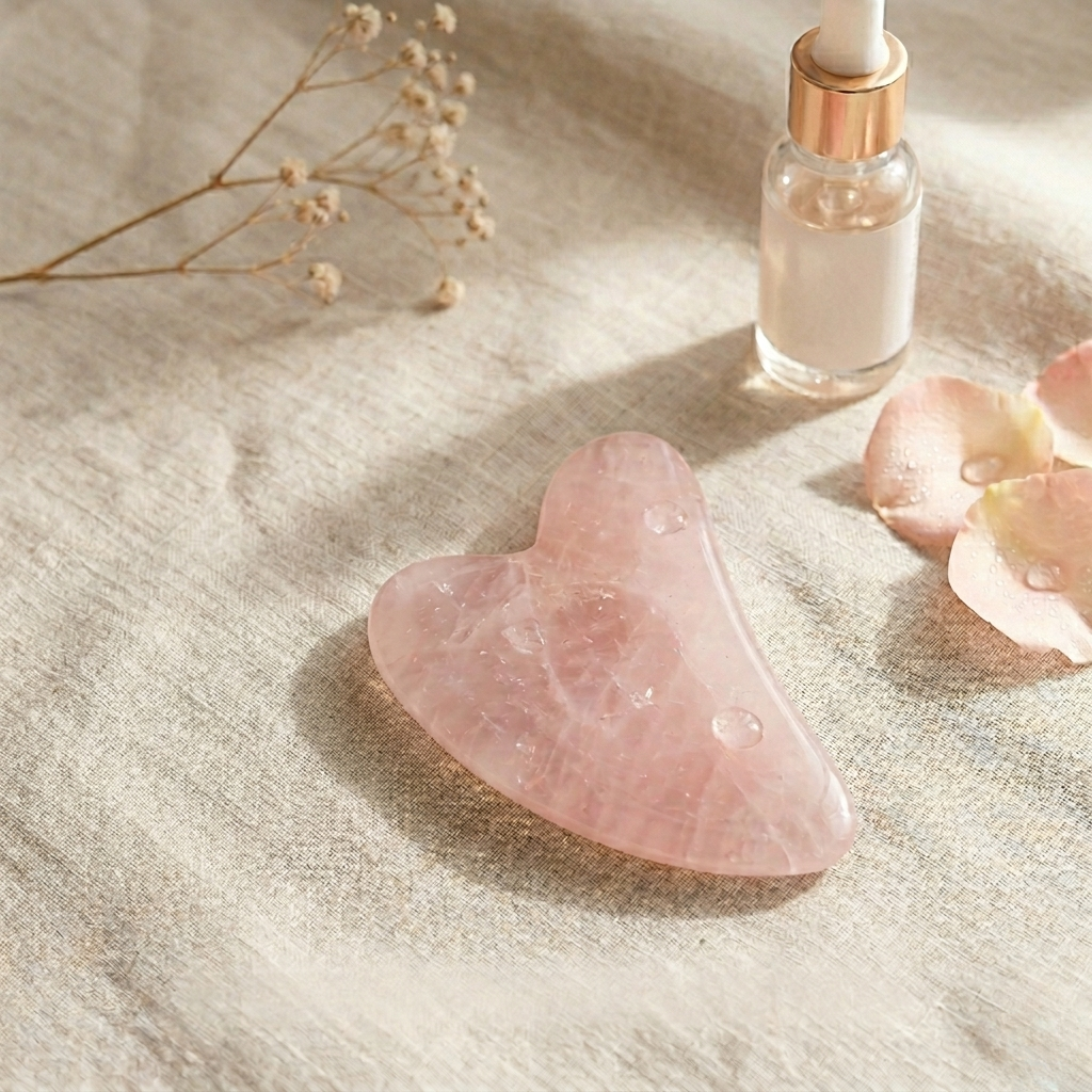 Pembe Kuvars Gua Sha Yüz Masaj Taşı