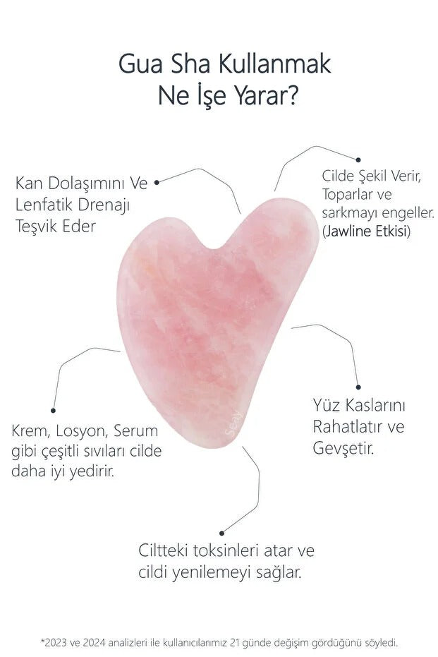 Pembe Kuvars Gua Sha Yüz Masaj Taşı